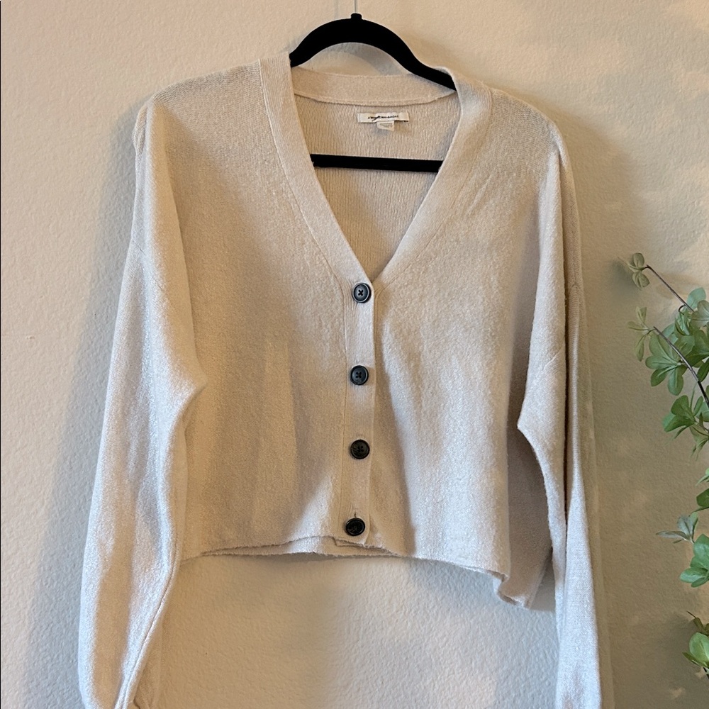 American Eagle Outfitters Cream Cardigan Sweater